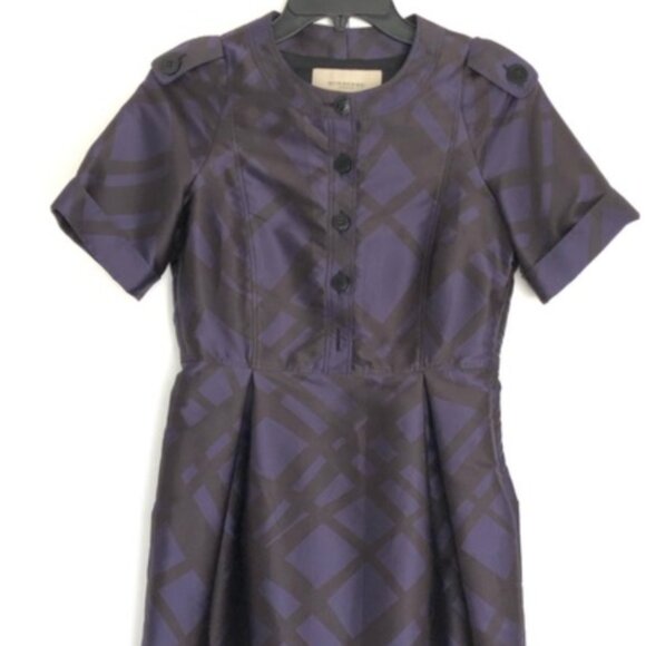 Burberry Purple/blue Plaid Mini Dress - Picture 1 of 7